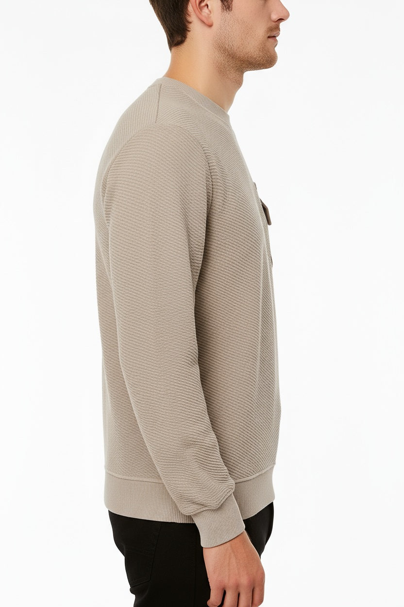 Octave Men Stone Solid Round Neck Sweatshirt