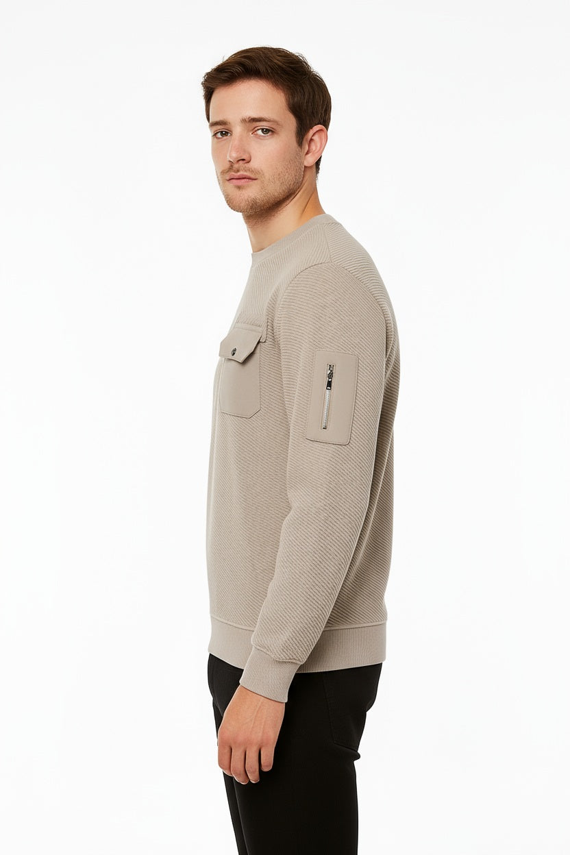 Octave Men Stone Solid Round Neck Sweatshirt