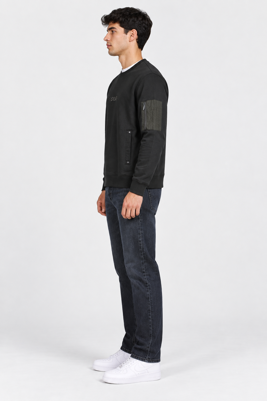 Men’s Regular Fit Cotton Brushed Fleece Utility Sweatshirt – Dark Olive