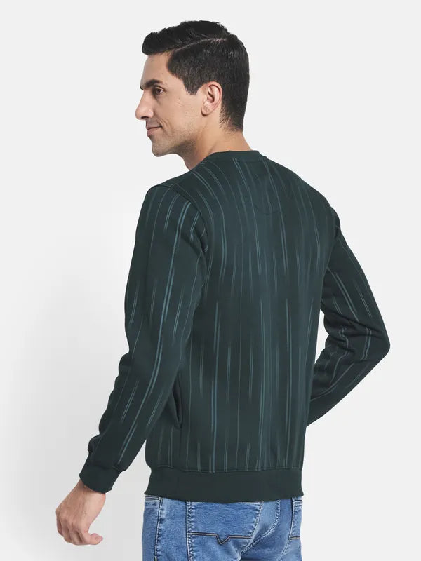 Men Green Striped Sweatshirt