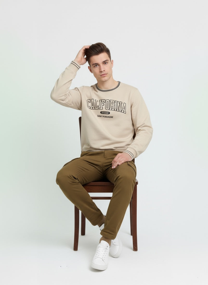 Octave Men Round Neck Graphic Print Sweatshirt