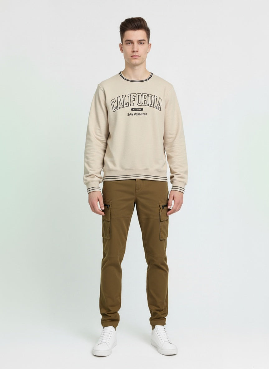 Octave Men Round Neck Graphic Print Sweatshirt