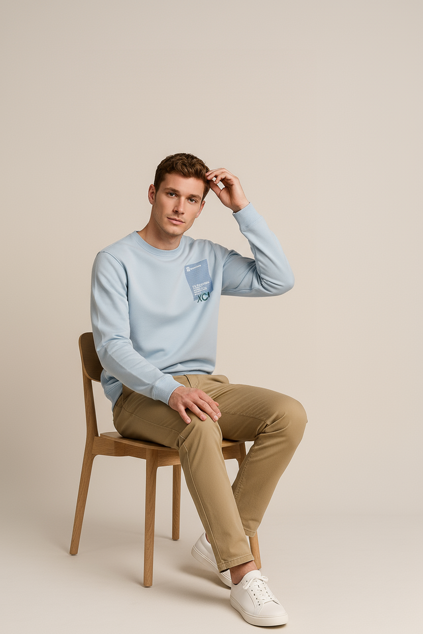 Octave Men Printed Round Neck Sweatshirt