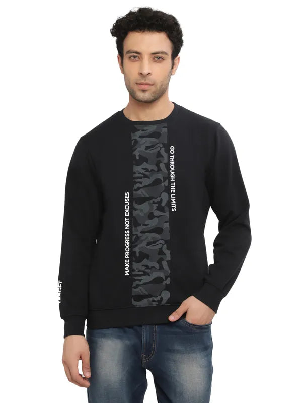 Octave Men Navy Blue Printed Sweatshirt