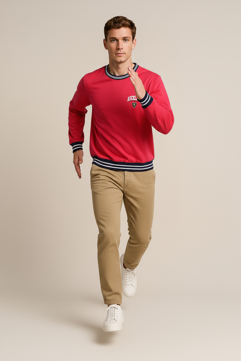 Octave Men Printed Round Neck Long Sleeve Pullover Sweatshirt