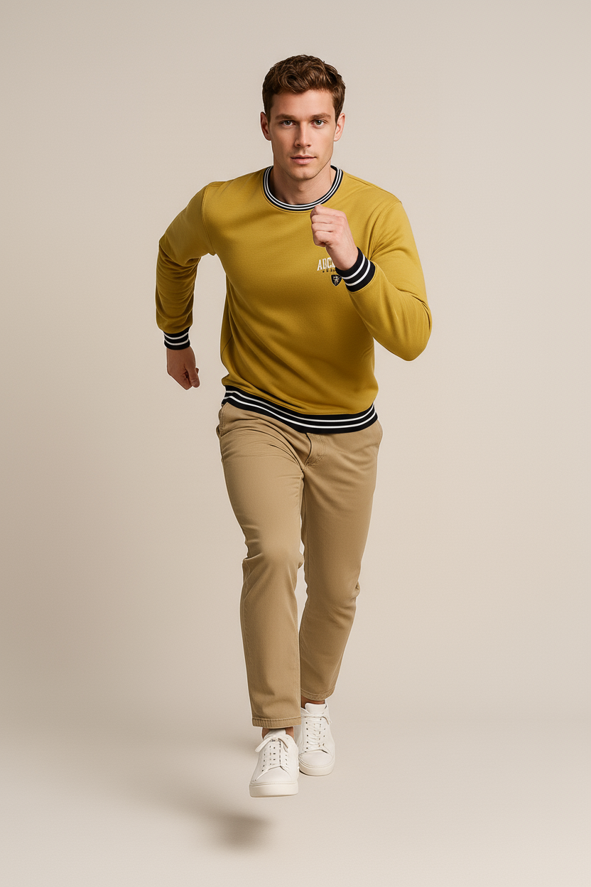 Octave Men Printed Round Neck Long Sleeve Pullover Sweatshirt