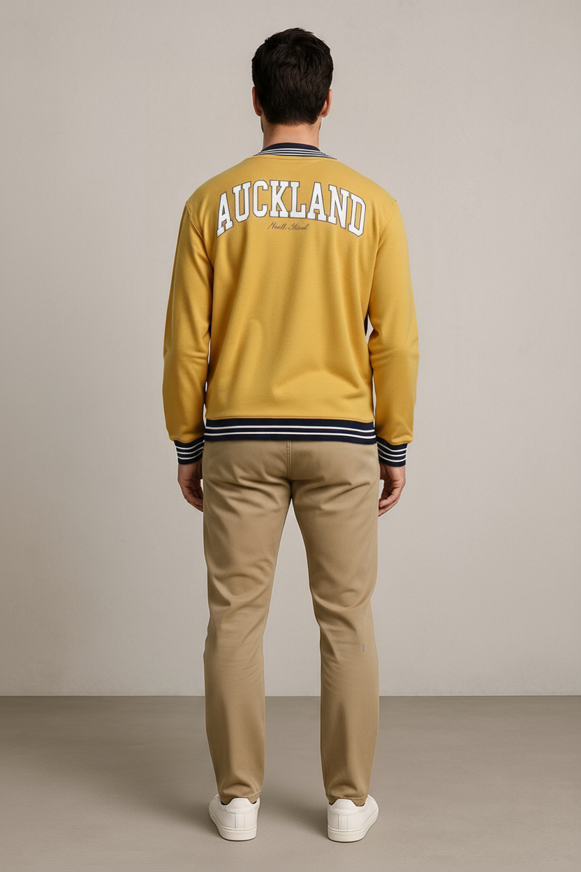 Octave Men Printed Round Neck Long Sleeve Pullover Sweatshirt