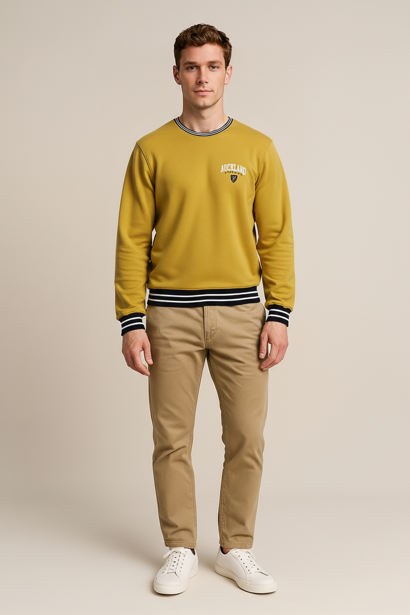 Octave Men Printed Round Neck Long Sleeve Pullover Sweatshirt