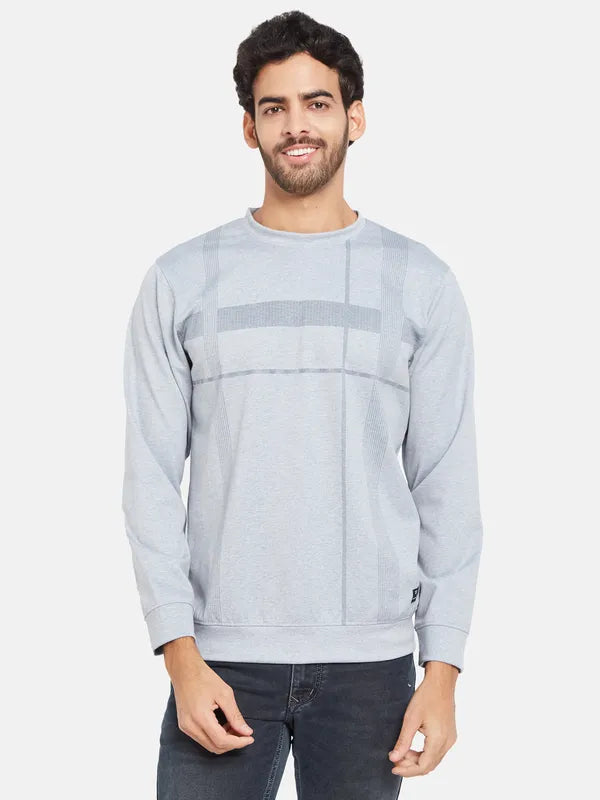 Octave Men Grey Checked Sweatshirt