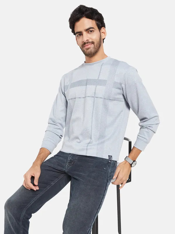 Octave Men Grey Checked Sweatshirt