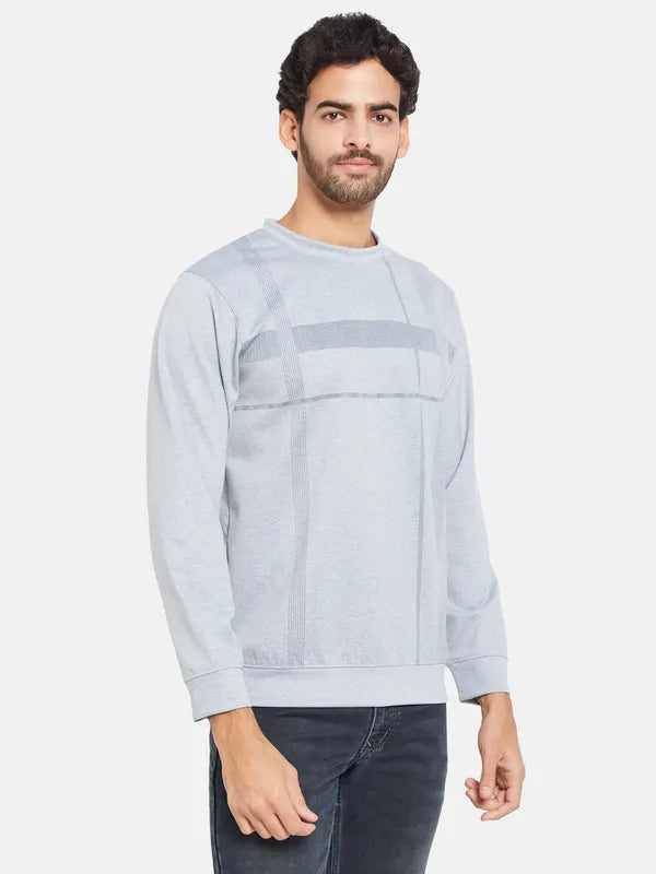 Octave Men Grey Checked Sweatshirt