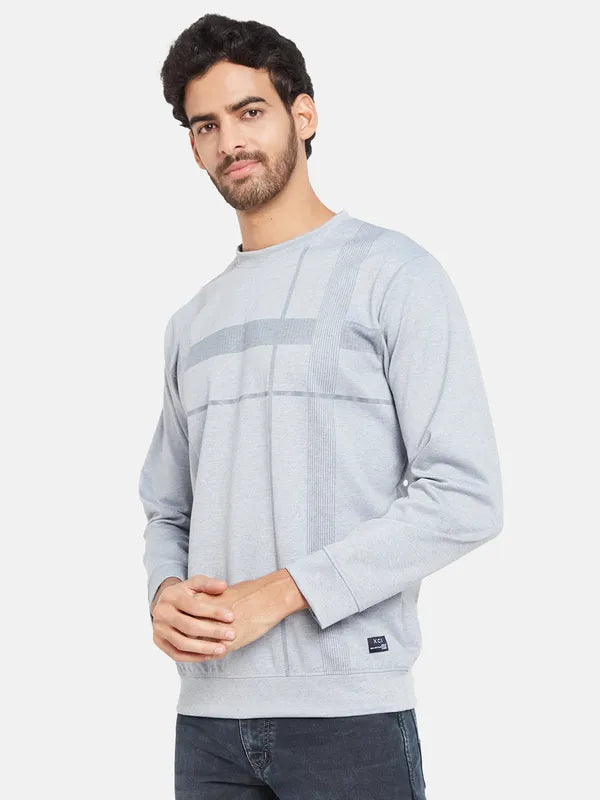 Octave Men Grey Checked Sweatshirt