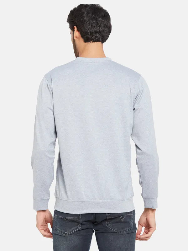 Octave Men Grey Checked Sweatshirt