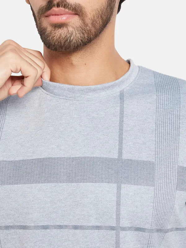 Octave Men Grey Checked Sweatshirt