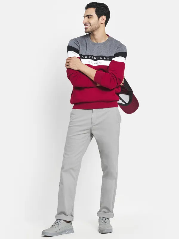 Men Maroon Colourblocked Sweatshirt