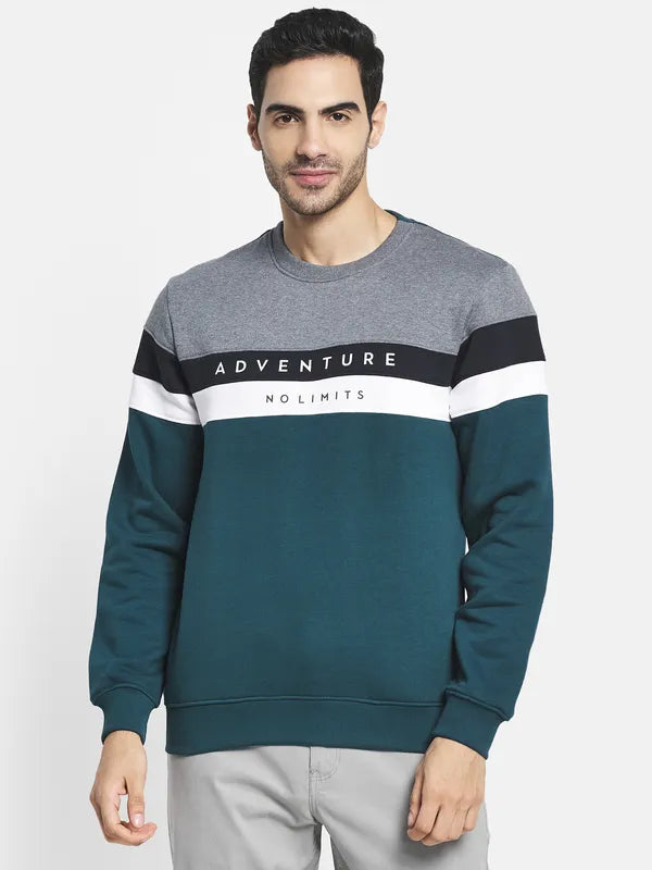 Men Green Colourblocked Sweatshirt