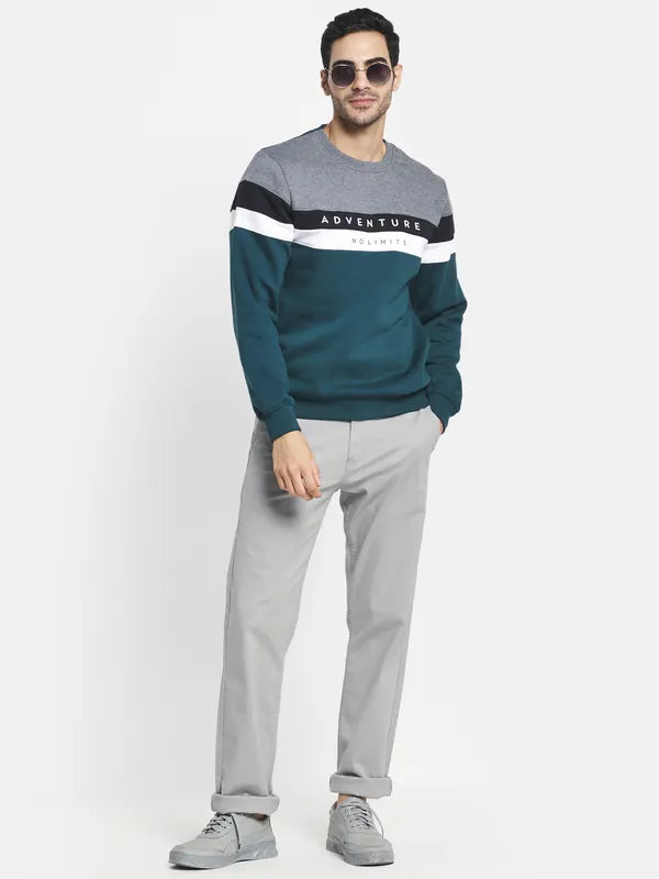 Men Green Colourblocked Sweatshirt