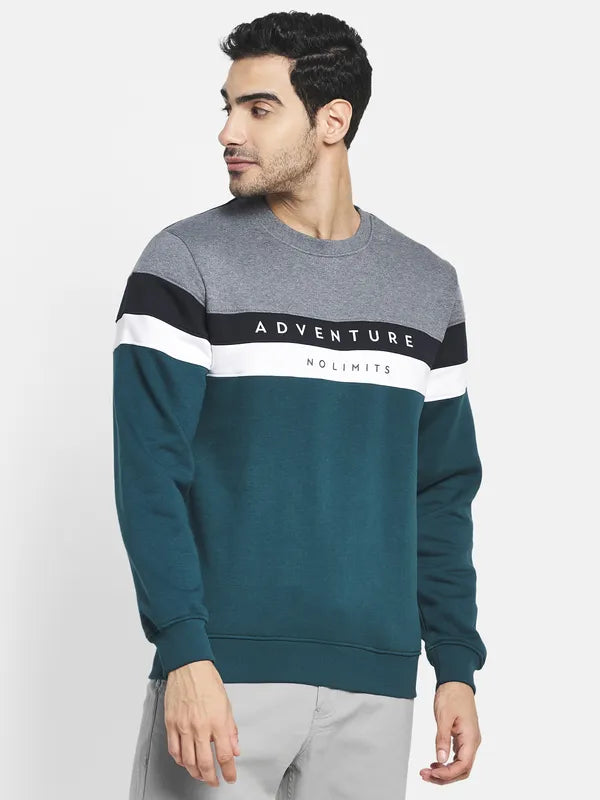 Men Green Colourblocked Sweatshirt