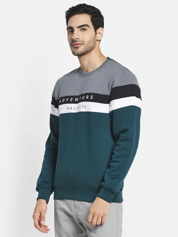 Men Green Colourblocked Sweatshirt