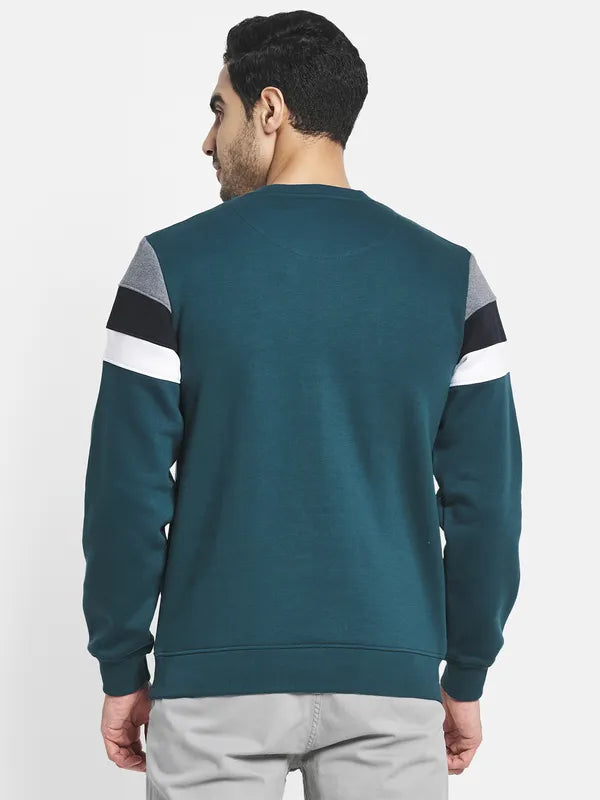 Men Green Colourblocked Sweatshirt