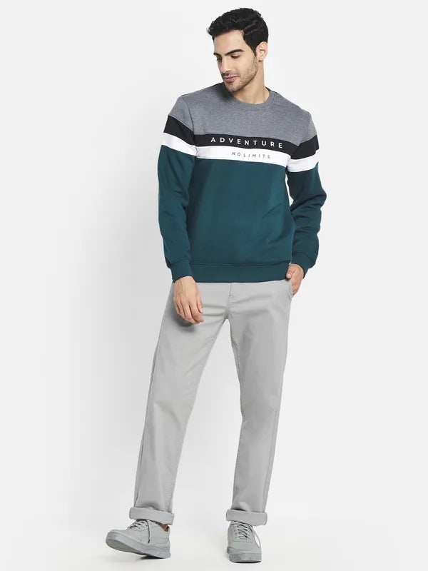 Men Green Colourblocked Sweatshirt