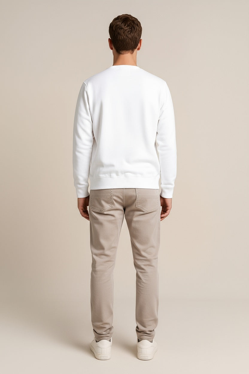 Octave Men Off White Round Neck Graphic Print Sweatshirt