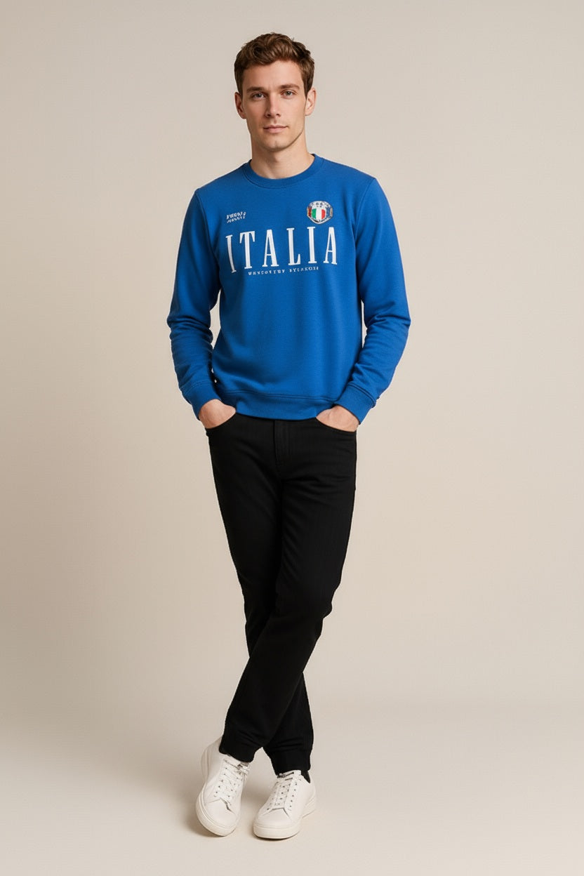 Ocatve Men Royal Graphic Round Neck Sweatshirt
