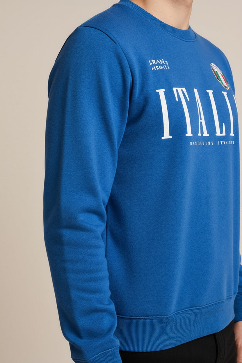 Ocatve Men Royal Graphic Round Neck Sweatshirt