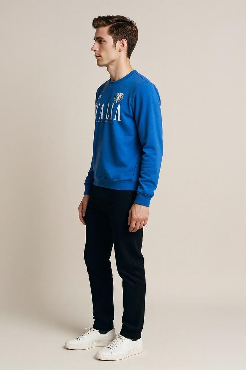Ocatve Men Royal Graphic Round Neck Sweatshirt