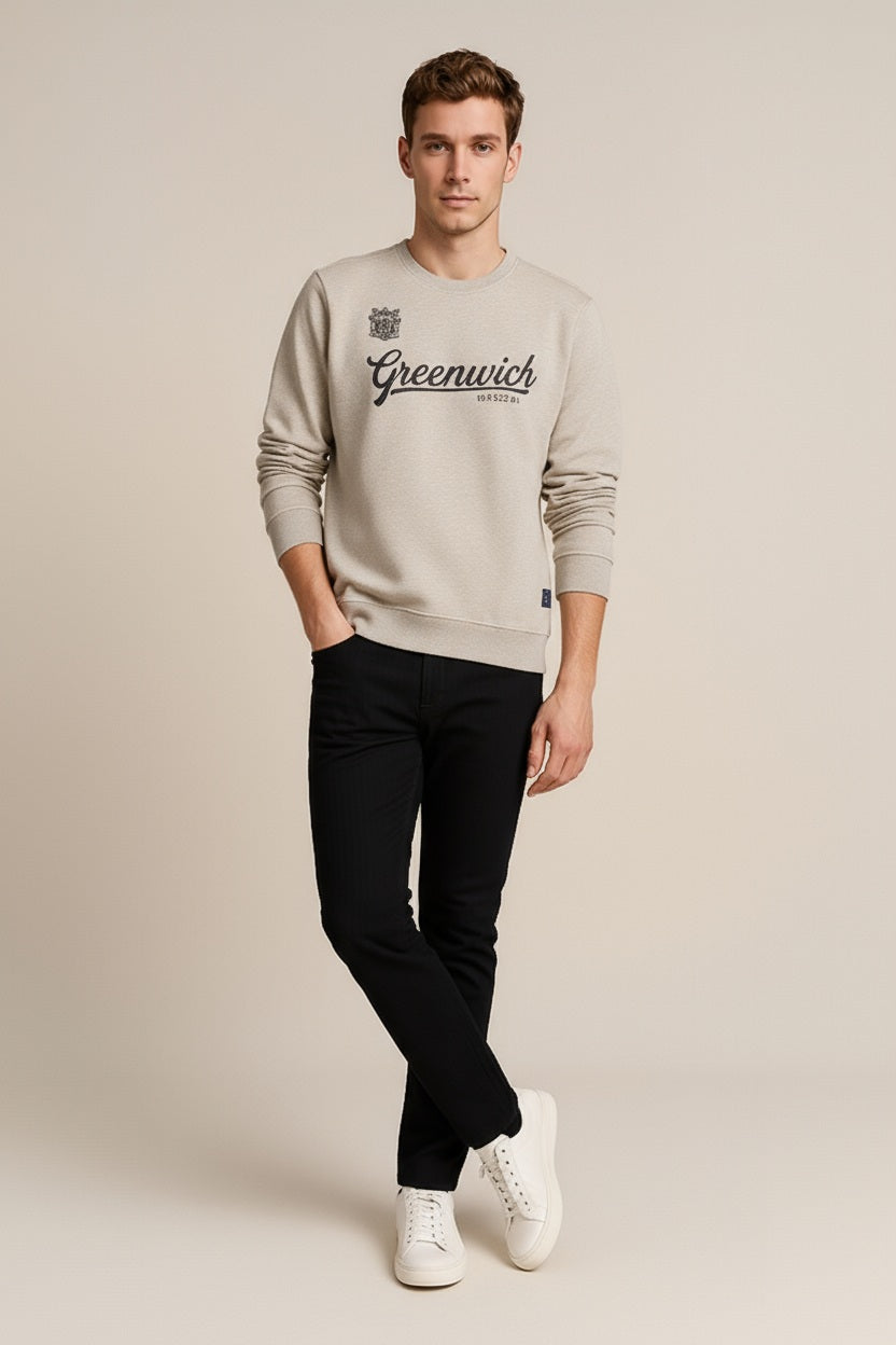Octave Men Round Neck Graphic Print Sweatshirt