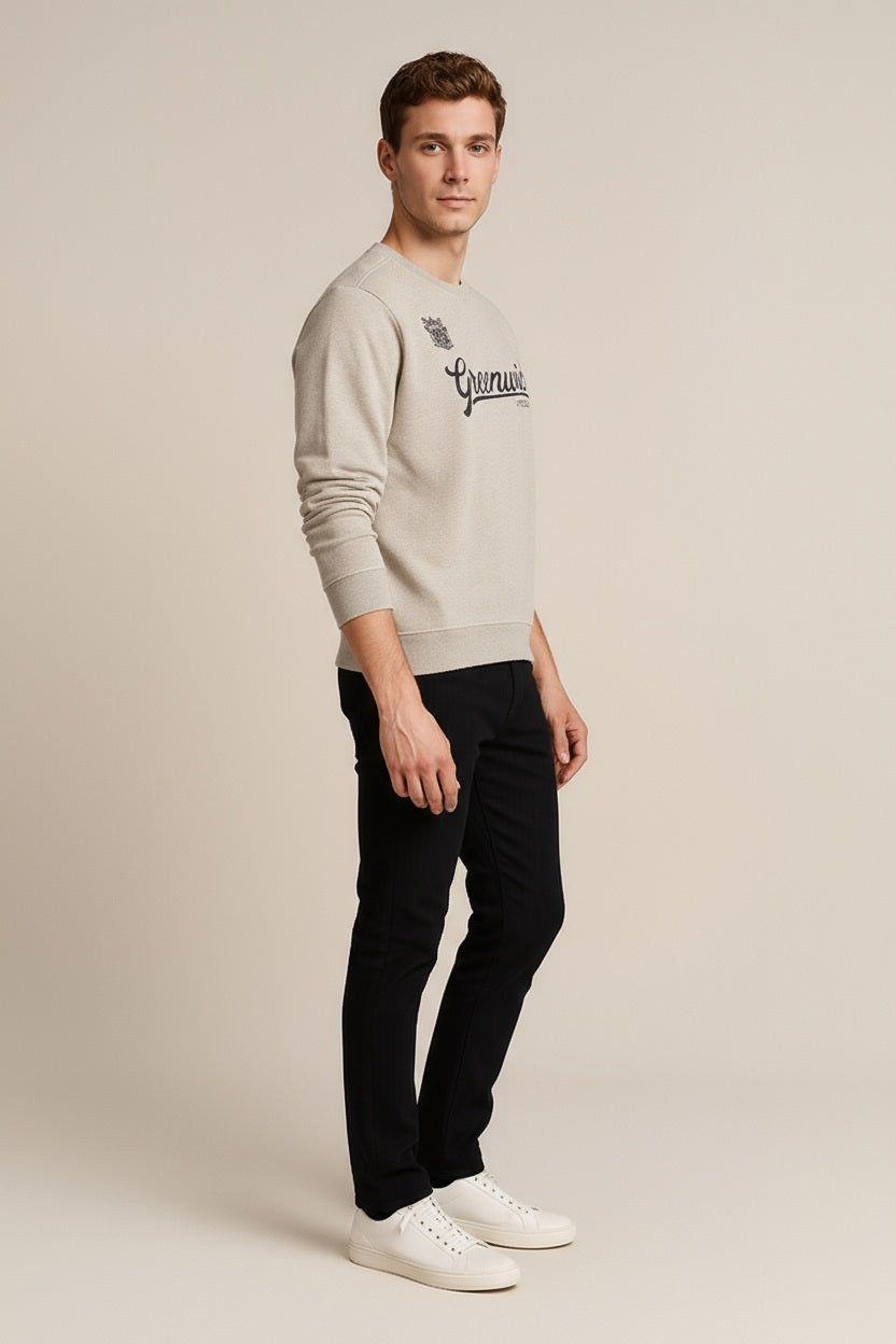 Octave Men Round Neck Graphic Print Sweatshirt