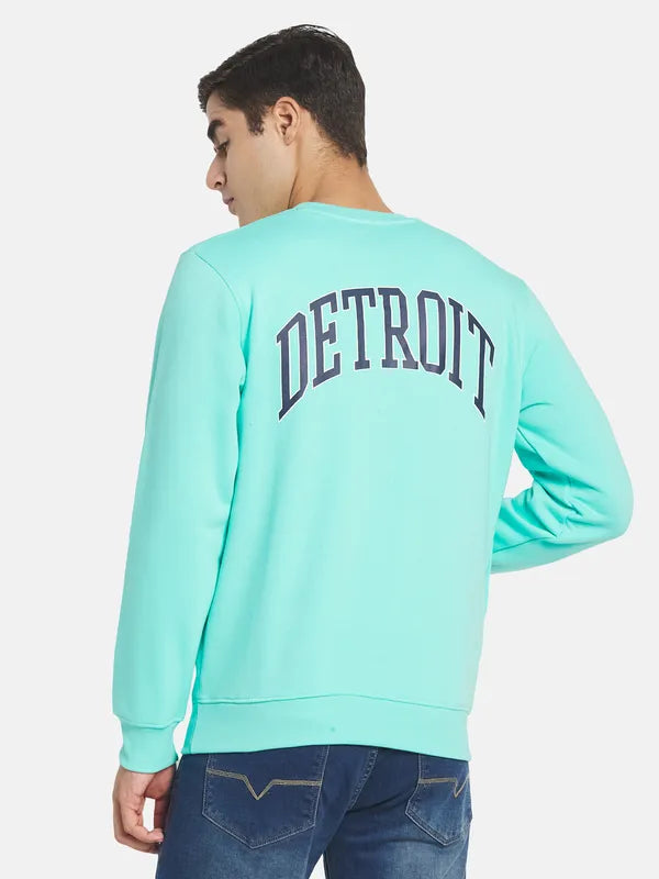 Men Turquoise Blue Printed Sweatshirt