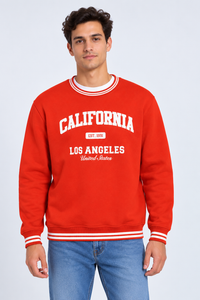 Men’s Regular Fit Cotton Brushed Fleece Graphic Sweatshirt – Orange