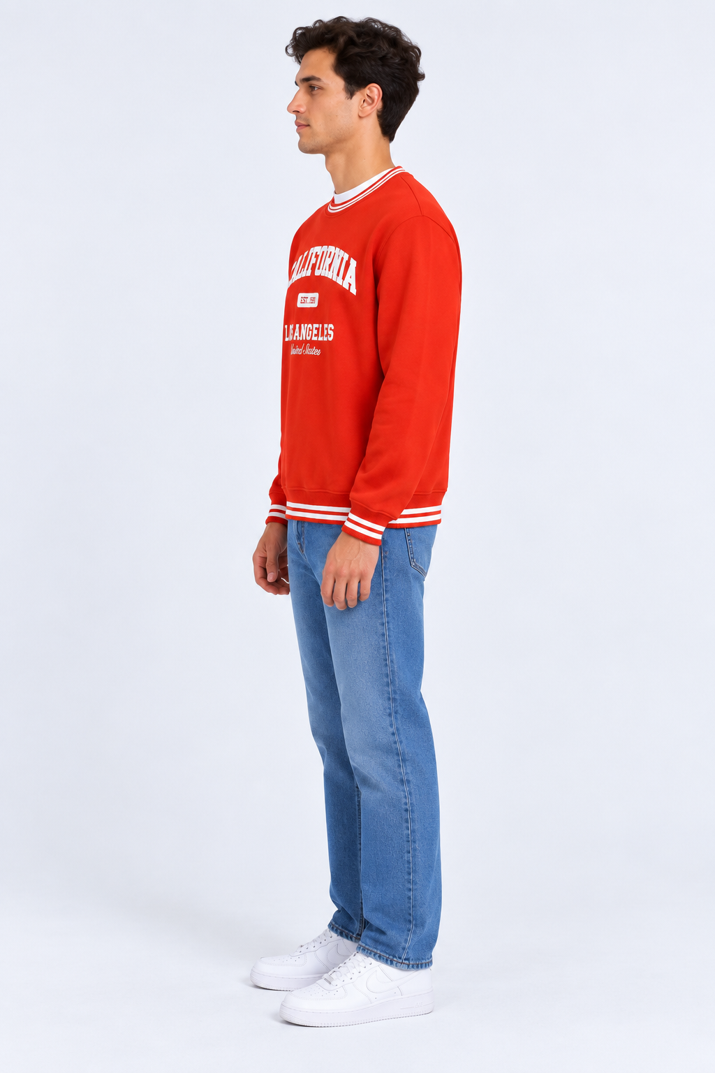 Men’s Regular Fit Cotton Brushed Fleece Graphic Sweatshirt – Orange