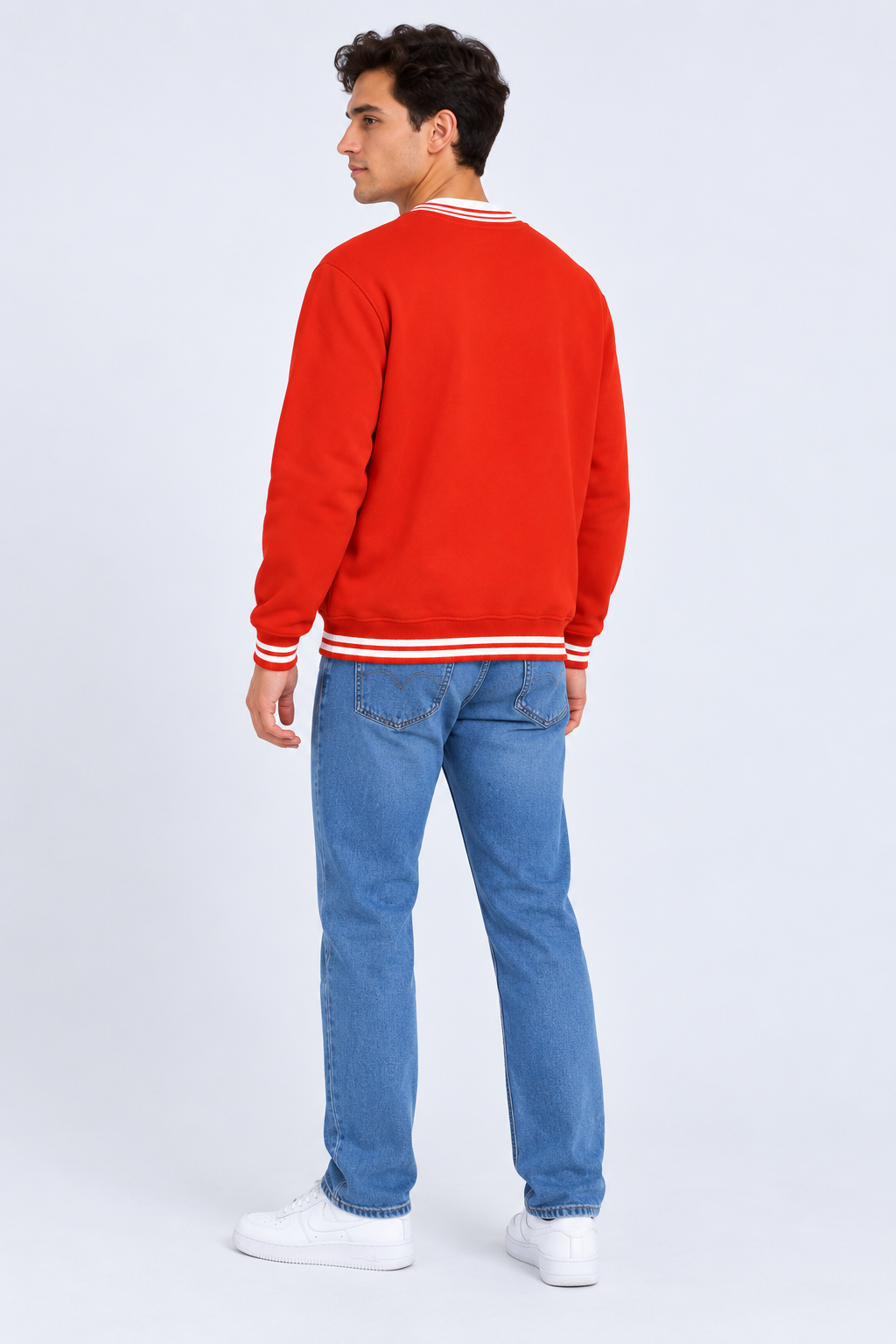 Men’s Regular Fit Cotton Brushed Fleece Graphic Sweatshirt – Orange