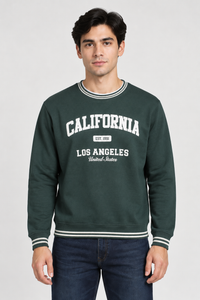 Men’s Regular Fit Cotton Brushed Fleece Graphic Sweatshirt – Pine