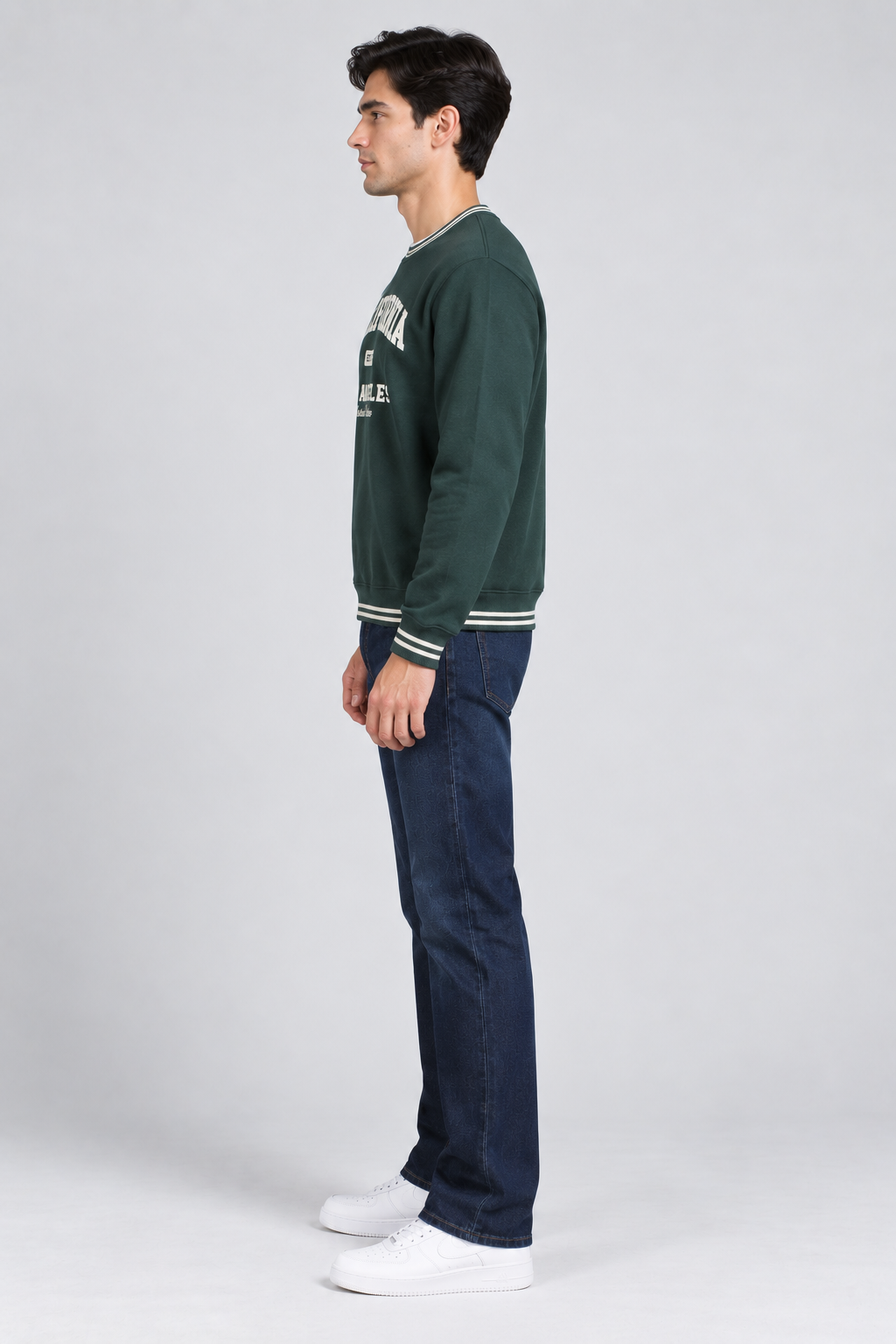 Men’s Regular Fit Cotton Brushed Fleece Graphic Sweatshirt – Pine