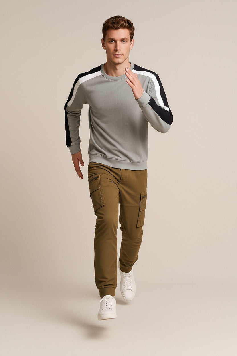 Octave Men Round Neck Colourblocked Sweatshirt