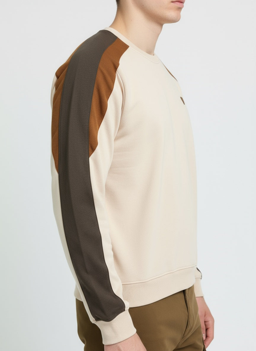 Octave Men Tobacco Round Neck Colourblocked Sweatshirt