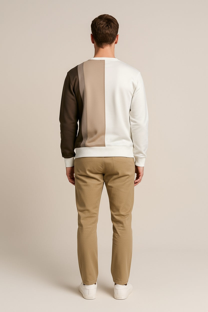 Octave Men Tobacco Colourblocked Round Neck Sweatshirt