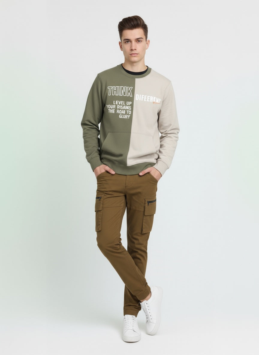 Octave Men Round Neck Colourblocked Sweatshirt