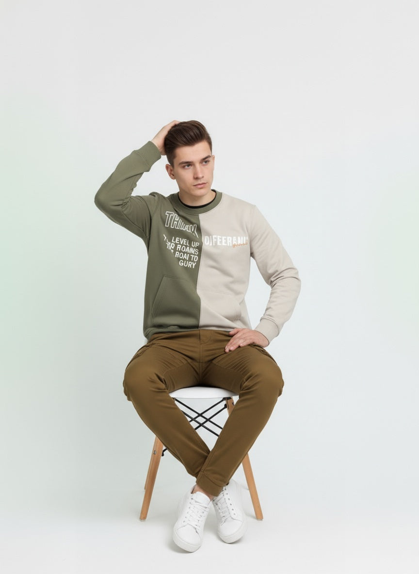 Octave Men Round Neck Colourblocked Sweatshirt