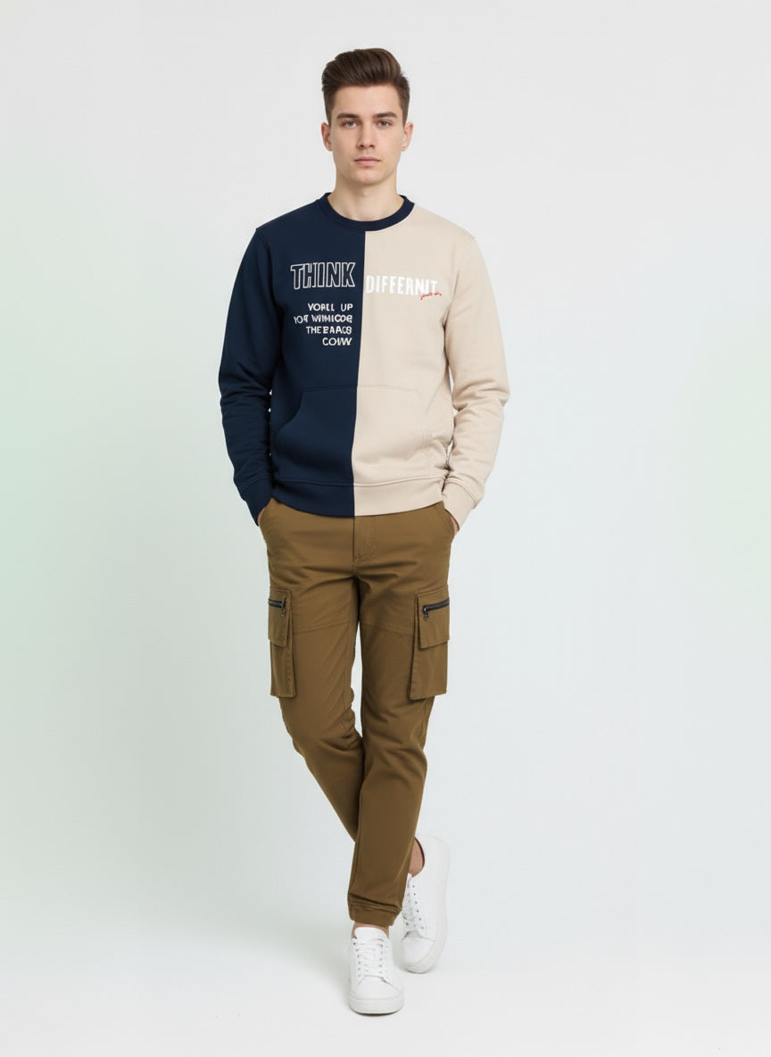 Octave Men Round Neck Colourblocked Sweatshirt