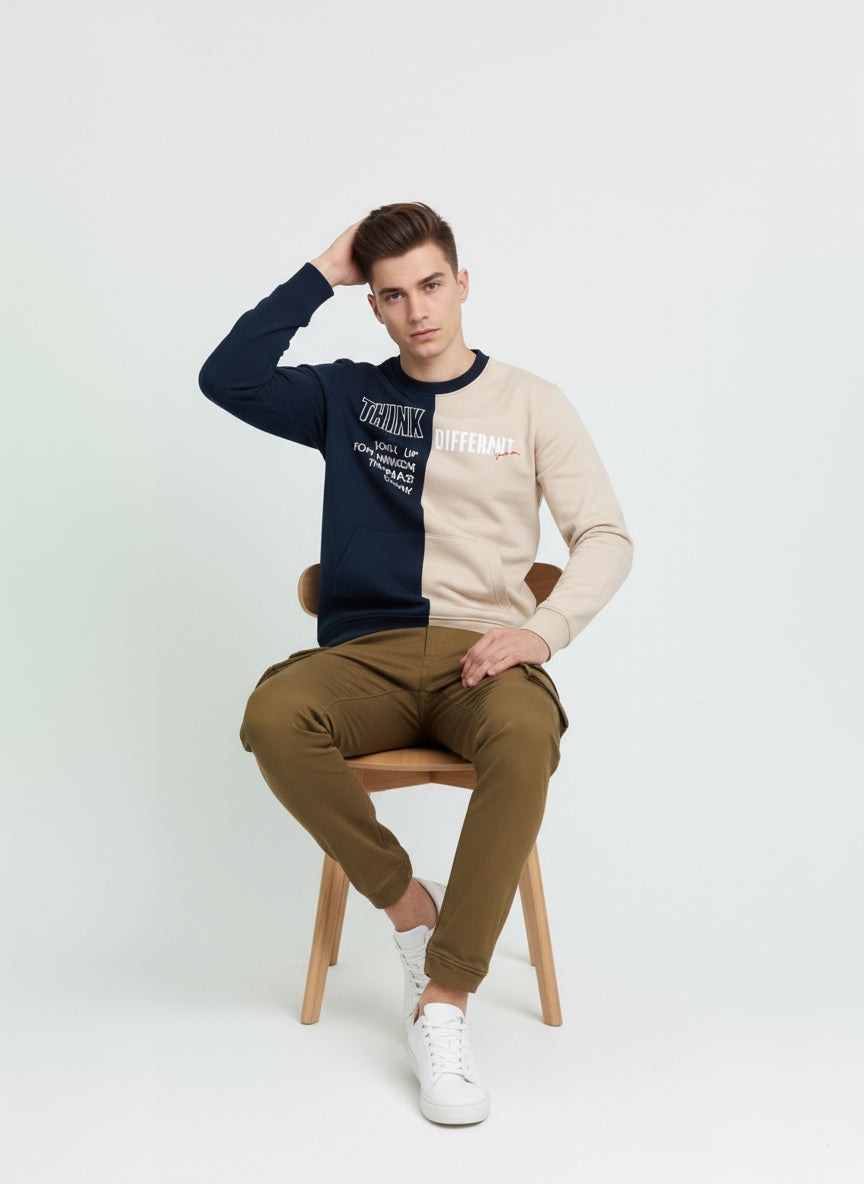 Octave Men Round Neck Colourblocked Sweatshirt