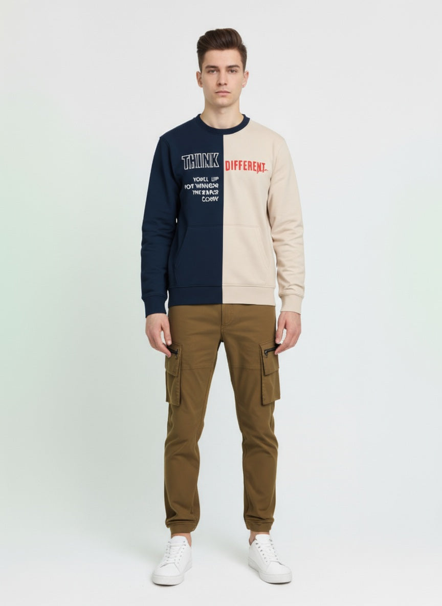 Octave Men Round Neck Colourblocked Sweatshirt