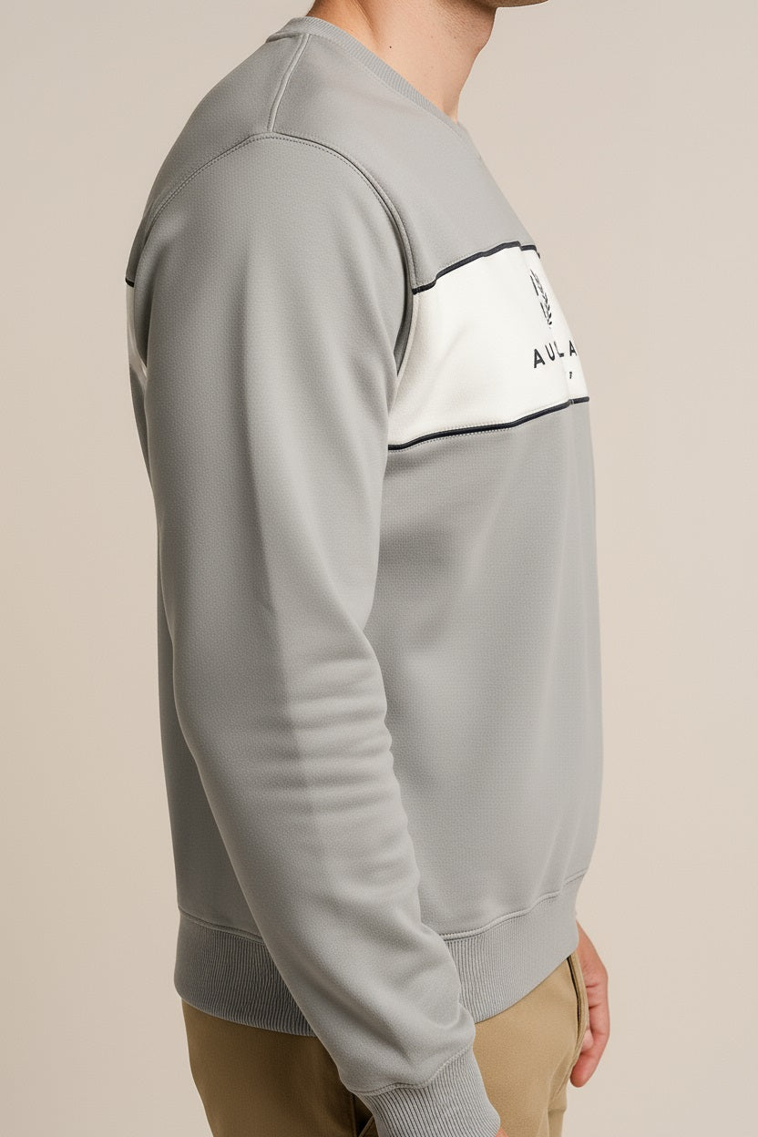 Octave Men Silver Colourblocked Round Neck Sweatshirt