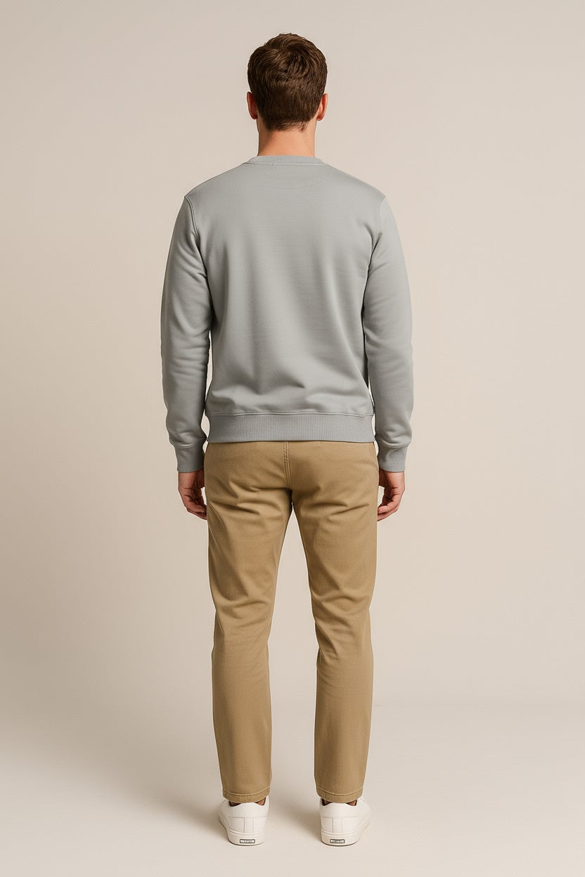 Octave Men Silver Colourblocked Round Neck Sweatshirt