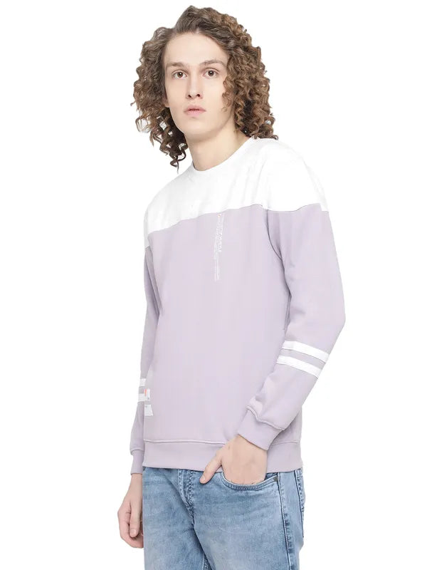 Octave Men Purple Colourblocked Fleece Sweatshirt