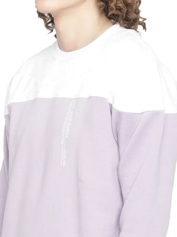 Octave Men Purple Colourblocked Fleece Sweatshirt