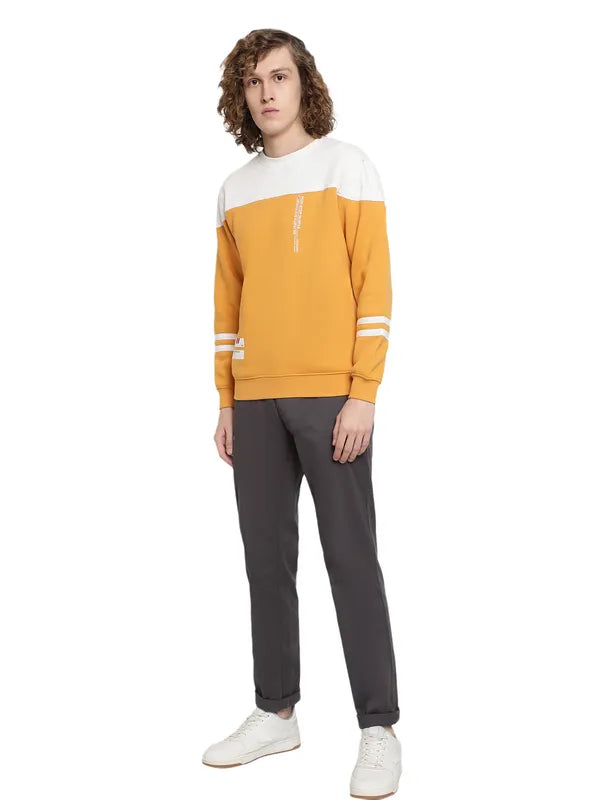 Octave Men Yellow Colourblocked Sweatshirt